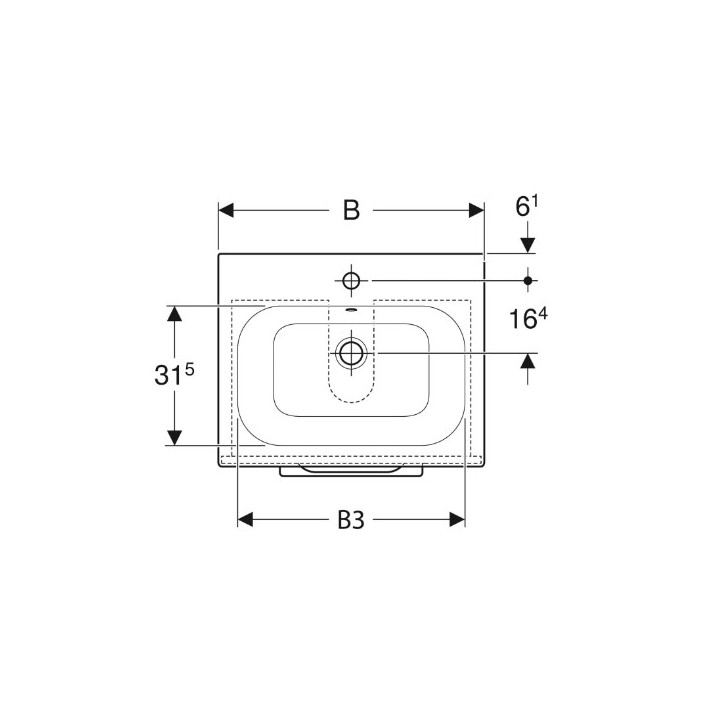 Geberit Selnova Square Zestaw szafki pod umywalkę, z dwiema szufladami, B60cm, H65.2cm, T50.2cm, orzech włoski hickory, z umywal