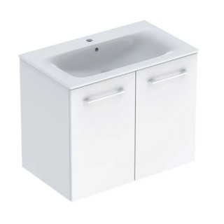 Geberit Selnova Square Zestaw szafki pod umywalkę, z dwojgiem drzwi, B80cm, H65.2cm, T50.2cm, biały, z umywalką meblową, cienki 