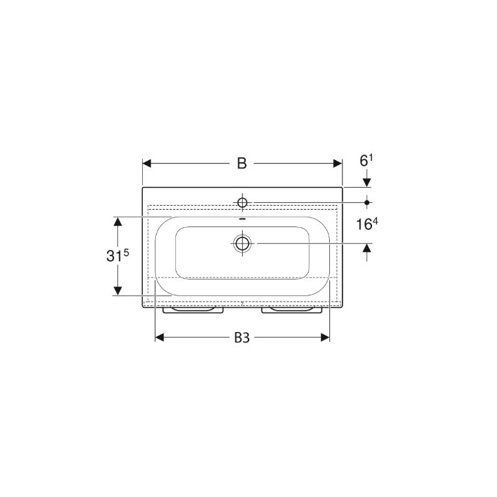 Geberit Selnova Square Zestaw szafki pod umywalkę, z dwojgiem drzwi, B80cm, H65.2cm, T50.2cm, biały, z umywalką meblową, cienki 