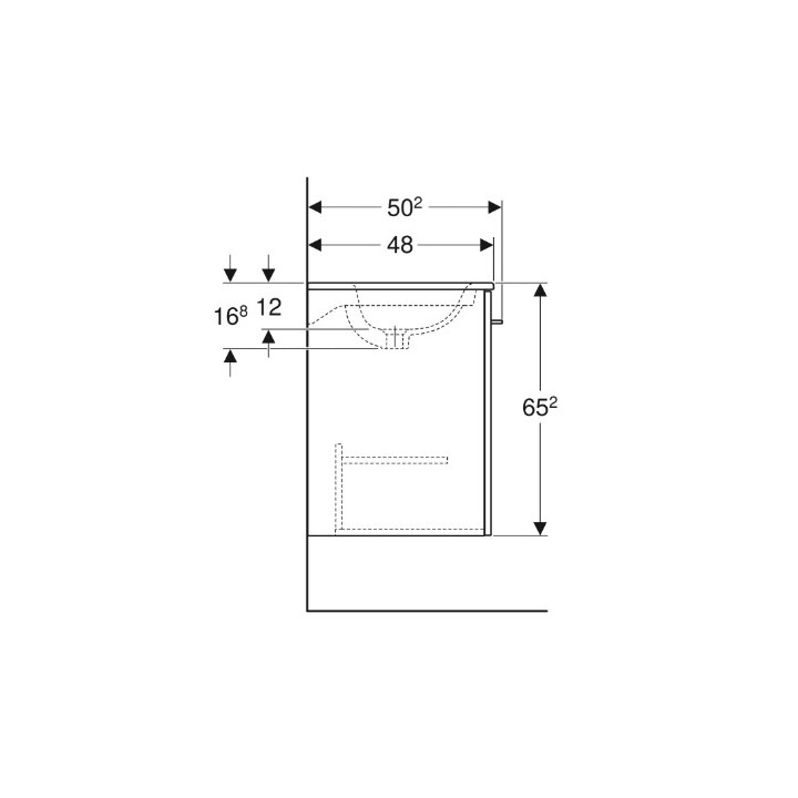 Geberit Selnova Square Zestaw szafki pod umywalkę, z dwojgiem drzwi, B80cm, H65.2cm, T50.2cm, biały, z umywalką meblową, cienki 