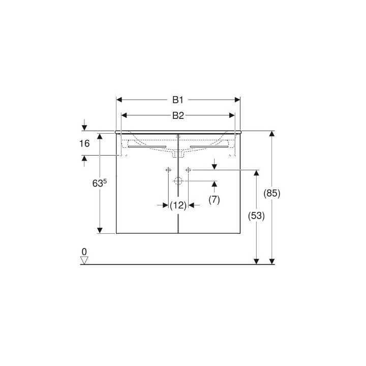 Geberit Selnova Square Zestaw szafki pod umywalkę, z dwojgiem drzwi, B80cm, H65.2cm, T50.2cm, lava, z umywalką meblową, cienki r