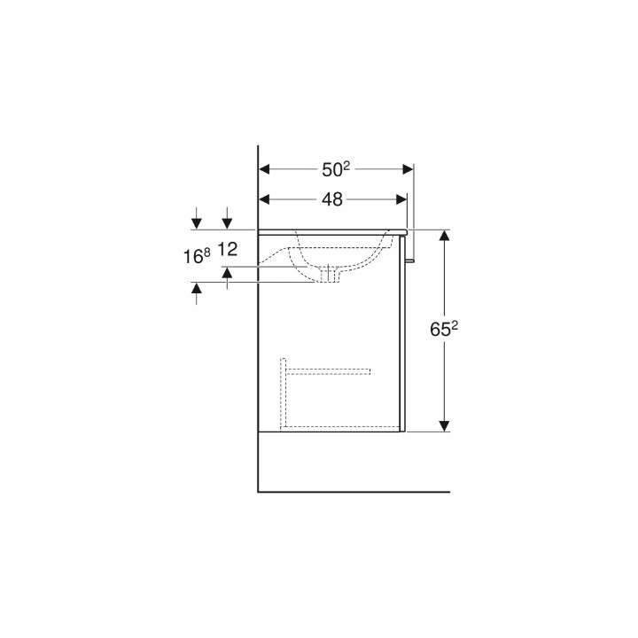 Geberit Selnova Square Zestaw szafki pod umywalkę, z dwojgiem drzwi, B80cm, H65.2cm, T50.2cm, orzech włoski hickory, z umywalką 