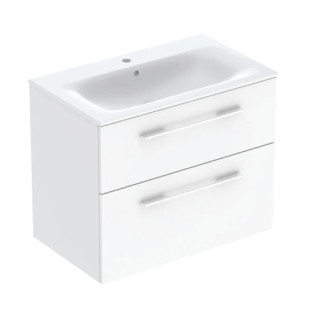 Geberit Selnova Square Zestaw szafki pod umywalkę, z dwiema szufladami, B80cm, H65.2cm, T50.2cm, biały, z umywalką meblową, cien