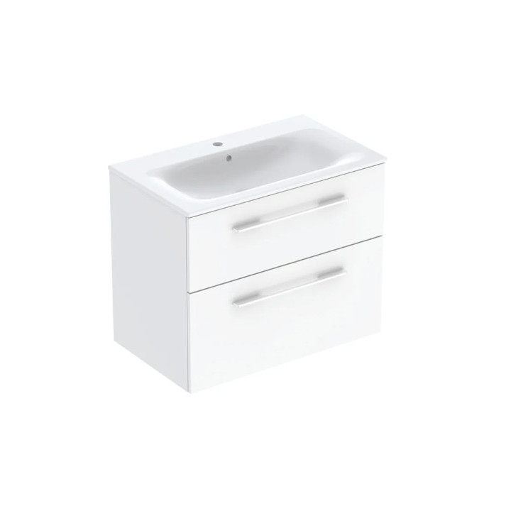 Geberit Selnova Square Zestaw szafki pod umywalkę, z dwiema szufladami, B80cm, H65.2cm, T50.2cm, biały, z umywalką meblową, cien