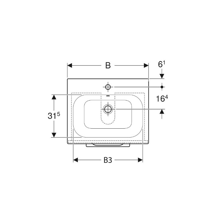 Geberit Selnova Square Zestaw szafki pod umywalkę, z dwiema szufladami, B80cm, H65.2cm, T50.2cm, lava, z umywalką meblową, cienk