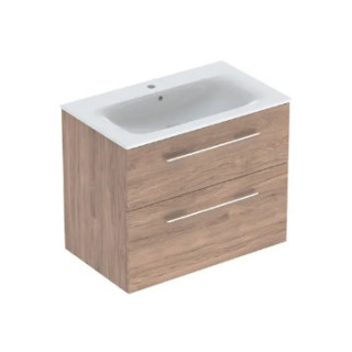 Geberit Selnova Square Zestaw szafki pod umywalkę, z dwiema szufladami, B80cm, H65.2cm, T50.2cm, orzech włoski hickory, z umywal