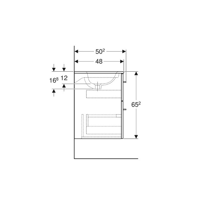 Geberit Selnova Square Zestaw szafki pod umywalkę, z dwiema szufladami, B80cm, H65.2cm, T50.2cm, orzech włoski hickory, z umywal