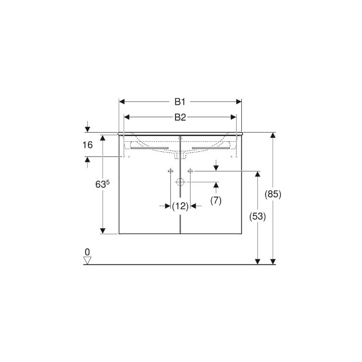 Geberit Selnova Square Zestaw szafki pod umywalkę, z dwojgiem drzwi, B100cm, H65.2cm, T50.2cm, lava, z umywalką meblową, cienki 