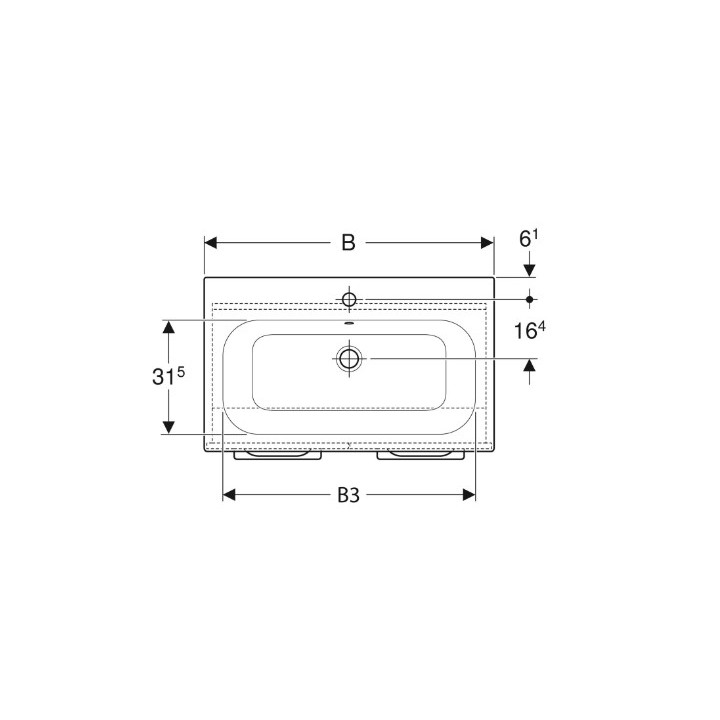 Geberit Selnova Square Zestaw szafki pod umywalkę, z dwojgiem drzwi, B100cm, H65.2cm, T50.2cm, orzech włoski hickory jasny, z um
