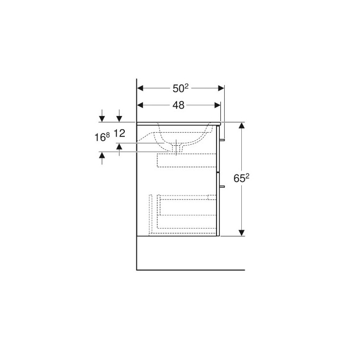 Geberit Selnova Square Zestaw szafki pod umywalkę, z dwiema szufladami, B100cm, H65.2cm, T50.2cm, biały, z umywalką meblową, cie