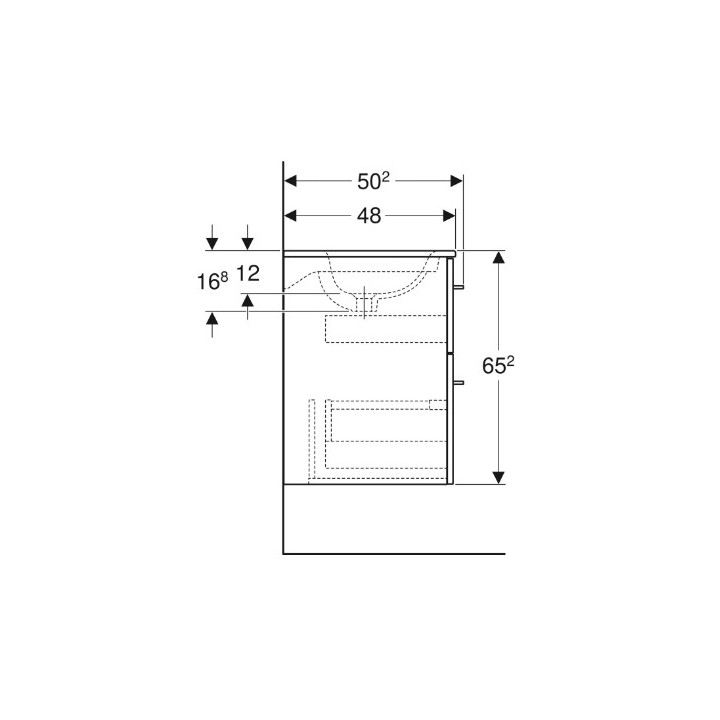 Geberit Selnova Square Zestaw szafki pod umywalkę, z dwiema szufladami, B100cm, H65.2cm, T50.2cm, orzech włoski hickory, z umywa