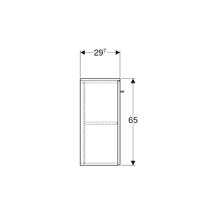 Geberit Selnova Square Szafka boczna, B33cm, H65cm, T29.7cm, z jednymi drzwiami, biały