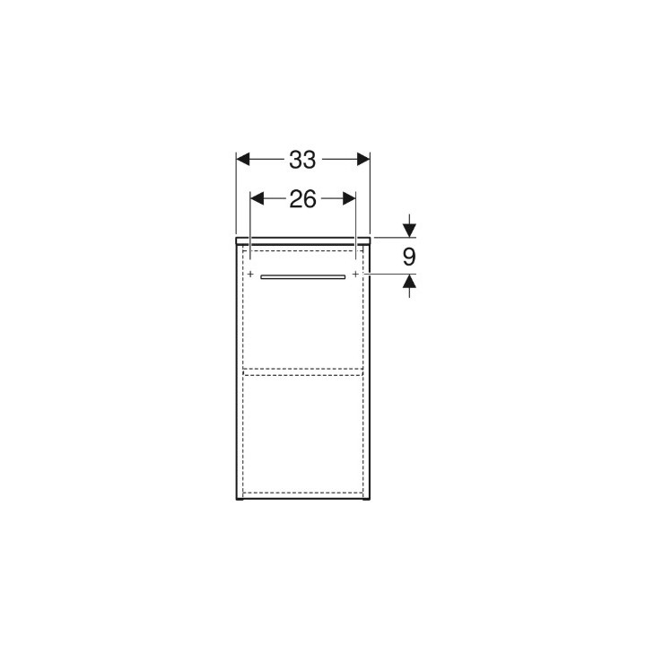 Geberit Selnova Square Szafka boczna, B33cm, H65cm, T29.7cm, z jednymi drzwiami, biały