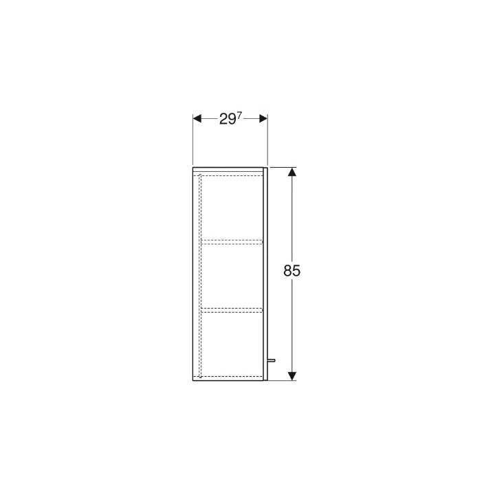 Geberit Selnova Square Szafka boczna, B33cm, H85cm, T29.7cm, z jednymi drzwiami, biały
