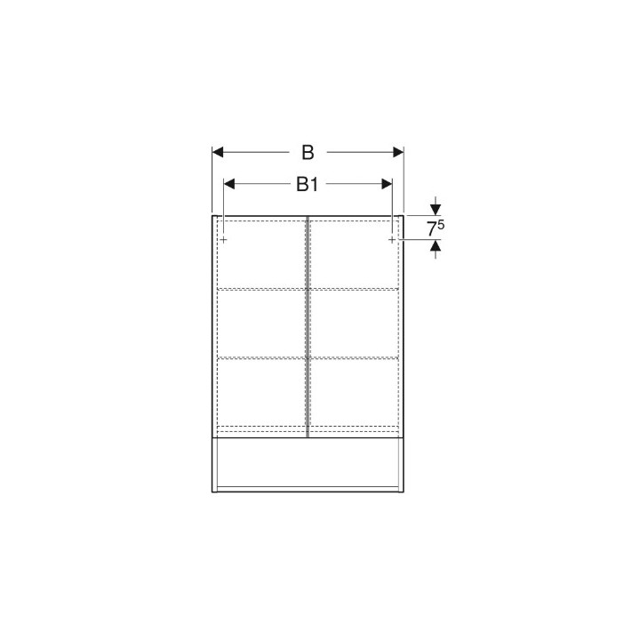 Geberit Selnova Square Szafka z lustrem, B58.8cm, H85cm, T17.5cm, z dwojgiem drzwi, biały