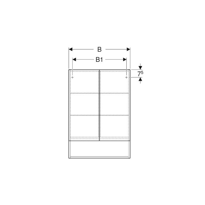 Geberit Selnova Square Szafka z lustrem, B58.8cm, H85cm, T17.5cm, z dwojgiem drzwi, orzech włoski hickory
