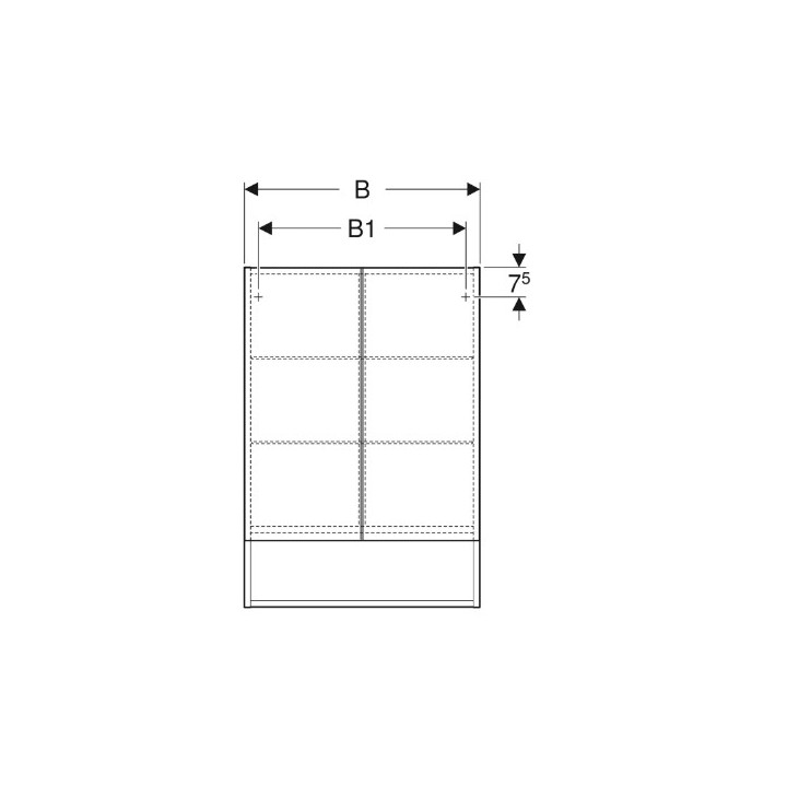 Geberit Selnova Square Szafka z lustrem, B58.8cm, H85cm, T17.5cm, z dwojgiem drzwi, orzech włoski hickory jasny