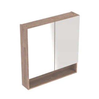 Geberit Selnova Square Szafka z lustrem, B78.8cm, H85cm, T17.5cm, z dwojgiem drzwi, orzech włoski hickory