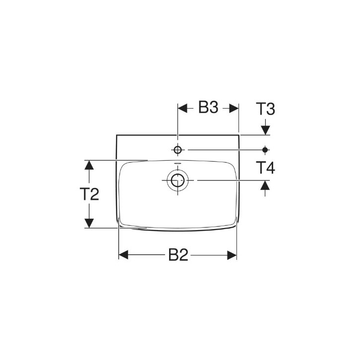 Geberit Selnova Square Umywalka kompaktowa, B45cm, H16cm, T35cm, z przelewem, z otworem na baterię