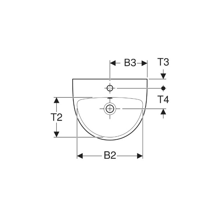 Geberit Selnova Umywalka kompaktowa, B45cm, H17cm, T37cm, z przelewem, z otworem na baterię