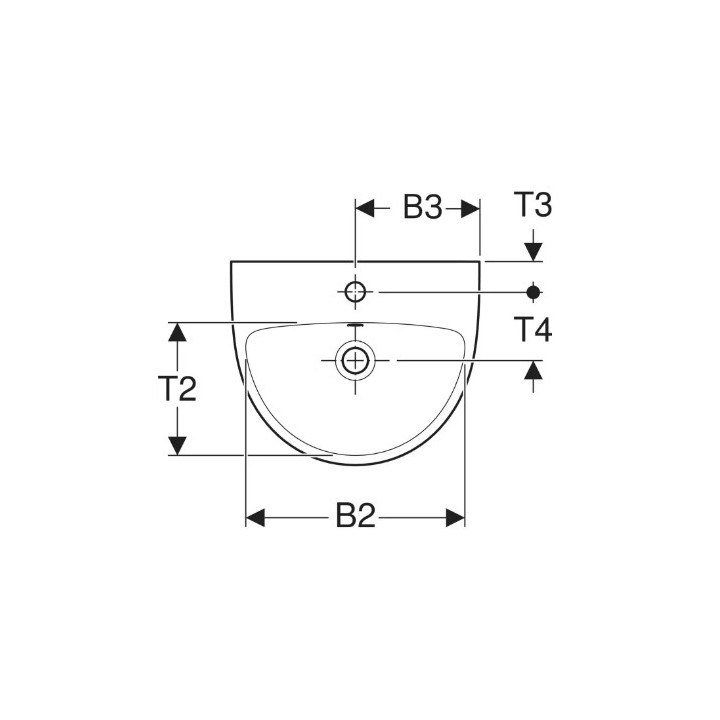Geberit Selnova Umywalka kompaktowa, B50cm, H18cm, T41cm, z przelewem, z otworem na baterię
