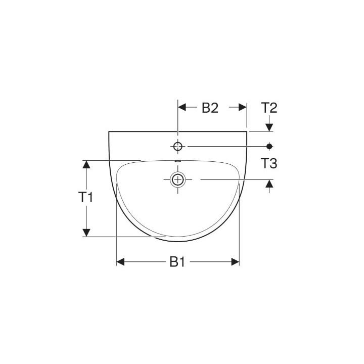 Geberit Selnova Umywalka, B60cm, H18cm, T48cm, z przelewem, z otworem na baterię