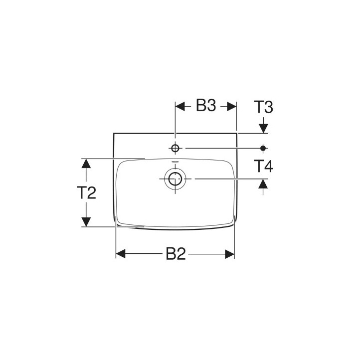 Geberit Selnova Square Umywalka kompaktowa, B50cm, H17cm, T42cm, z przelewem, z otworem na baterię