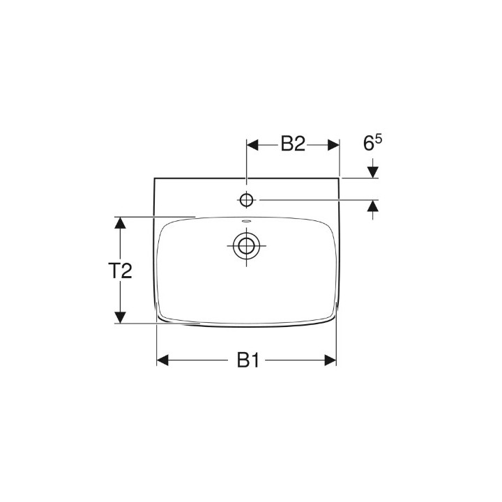 Geberit Selnova Square Umywalka, B55cm, H17.5cm, T44cm, z przelewem, z otworem na baterię