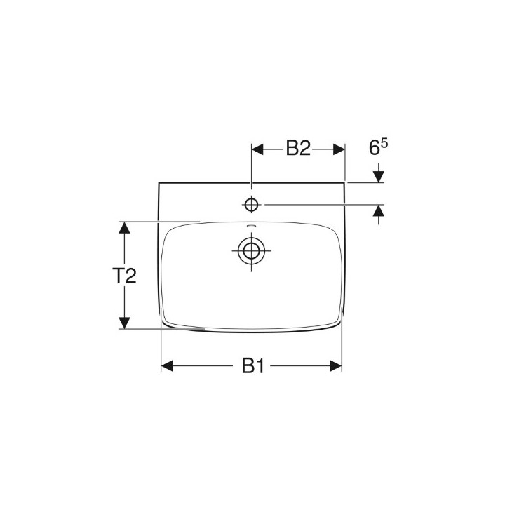 Geberit Selnova Square Umywalka, B60cm, H18cm, T46cm, z przelewem, z otworem na baterię