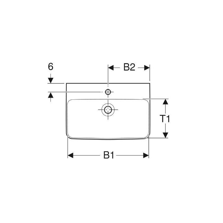 Geberit Selnova Compact Umywalka, B65cm, H17.5cm, T40cm, z przelewem, z otworem na baterię