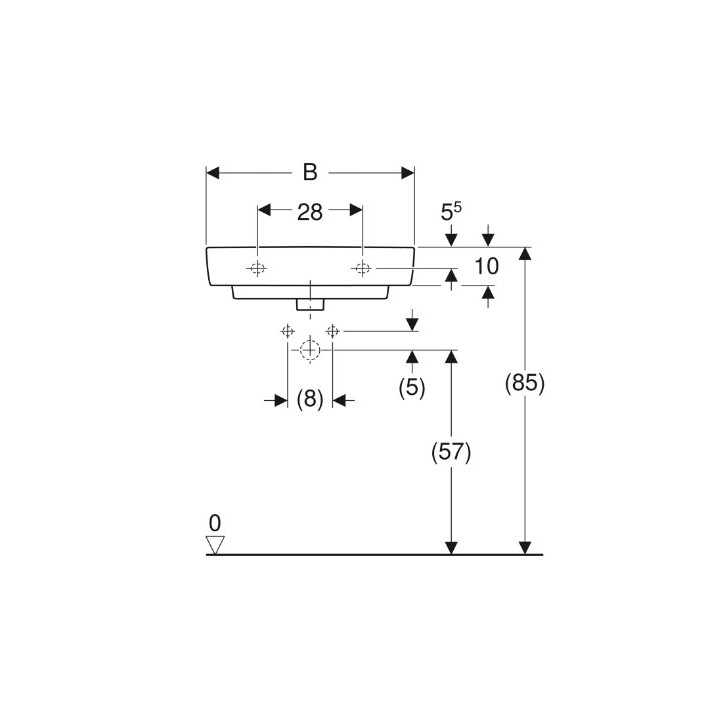 Geberit Selnova Compact Umywalka, B65cm, H17.5cm, T40cm, z przelewem, z otworem na baterię
