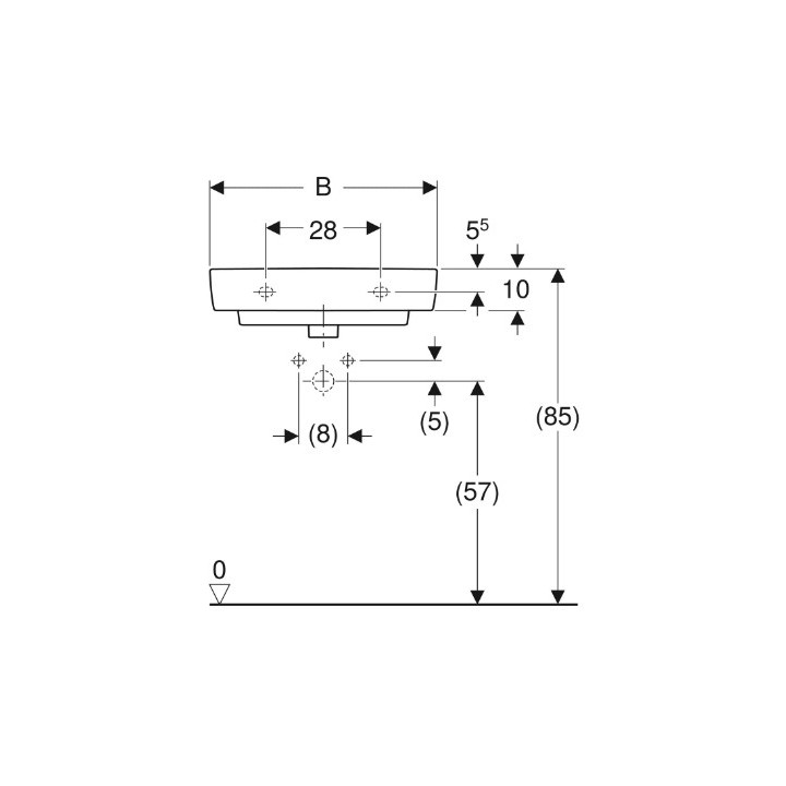 Geberit Selnova Compact Umywalka, B65cm, H17.5cm, T40cm, bez przelewu, z otworem na baterię