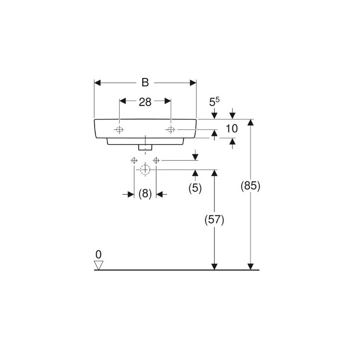 Geberit Selnova Compact Umywalka, B65cm, H17.5cm, T40cm, bez przelewu, bez otworu na baterię