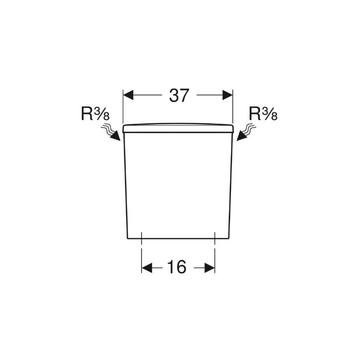 Geberit Selnova Square Spłuczka nasadzana, B37cm, H39cm, T16.5cm, spłukiwanie dwudzielne, przyłącze wody z boku