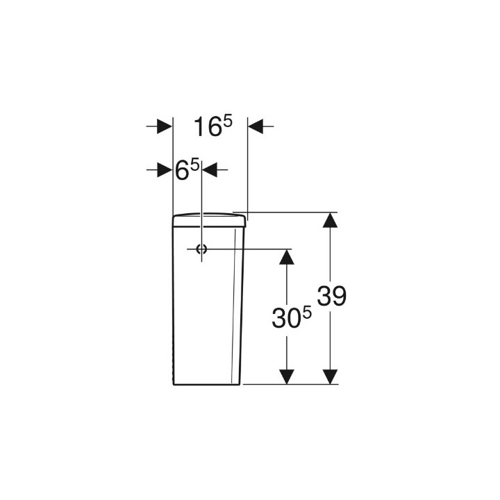Geberit Selnova Square Spłuczka nasadzana, B37cm, H39cm, T16.5cm, spłukiwanie dwudzielne, przyłącze wody z boku