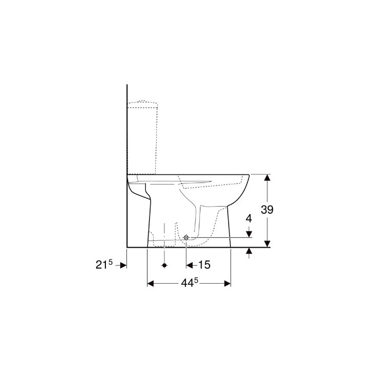 Geberit Selnova Stojąca miska WC do spłuczki nasadzanej, lejowa, B36cm, H39cm, T67cm, odpływ pionowy