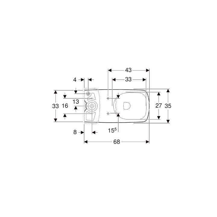 Geberit Selnova Square Stojąca miska WC do spłuczki nasadzanej, lejowa, B35cm, H40cm, T68cm, częściowo ukryte mocowania, odpływ 