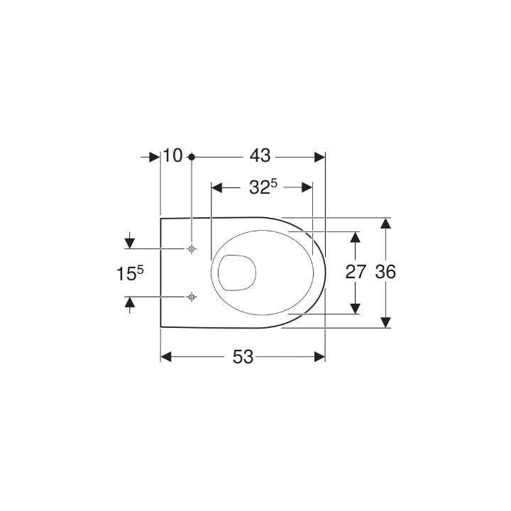 Geberit Selnova Wisząca miska WC, lejowa, B35.8cm, H33.2cm, T53cm