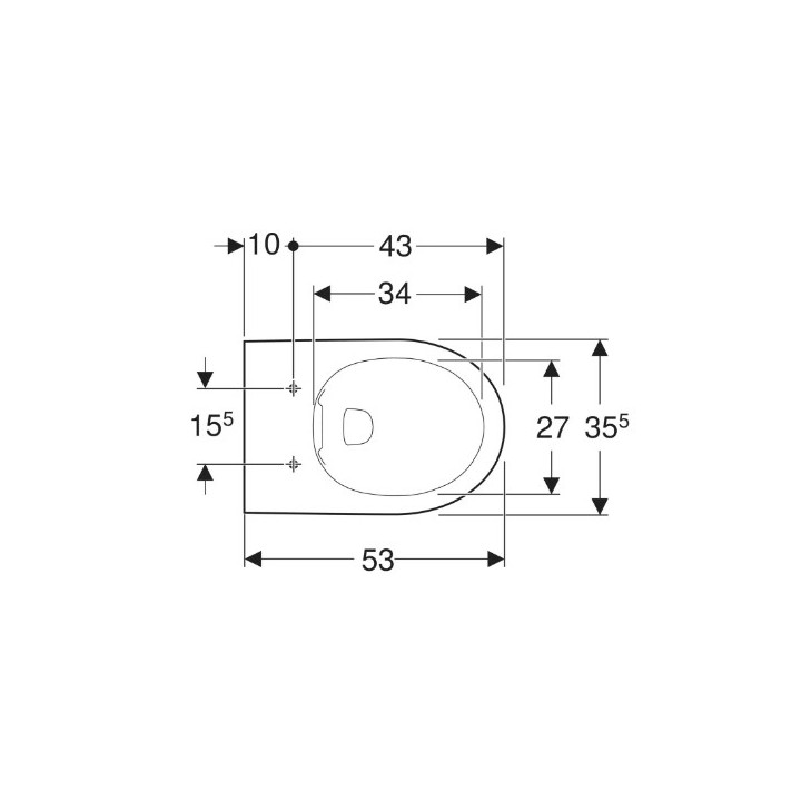 Geberit Selnova Wisząca miska WC, lejowa, B35.5cm, H34cm, T53cm, Rimfree