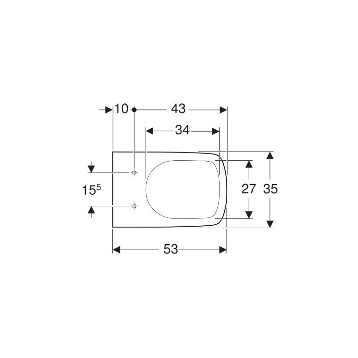 Geberit Selnova Square Wisząca miska WC, lejowa, B35cm, H34cm, T53cm