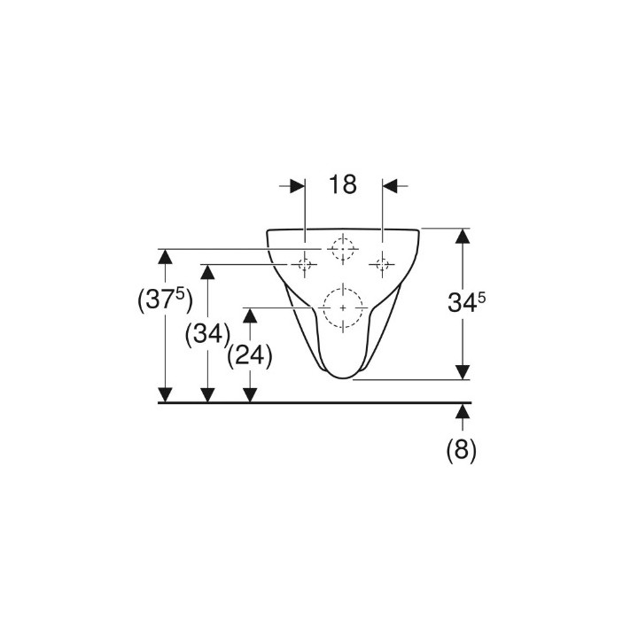 Geberit Selnova Compact  Wisząca miska WC, lejowa, B35cm, H34.5cm, T49cm, krótka, kształt geometryczny, Rimfree