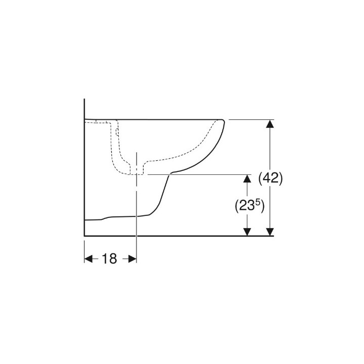 Geberit Selnova Compact Bidet wiszący, B35.5cm, H34.5cm, T48cm, krótki, z przelewem, z otworem na baterię