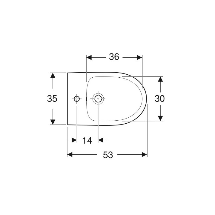 Geberit Selnova Bidet wiszący, B35cm, H34.5cm, T53cm, z przelewem, z otworem na baterię