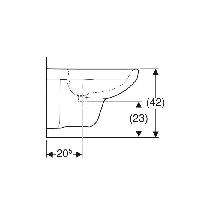 Geberit Selnova Square Bidet wiszący, B35cm, H35.5cm, T53cm, z przelewem, z otworem na baterię