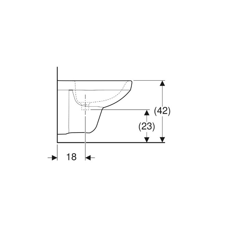 Geberit Selnova Compact Bidet wiszący, B35cm, H34.5cm, T48cm, krótki, kształt geometryczny, z przelewem, z otworem na baterię