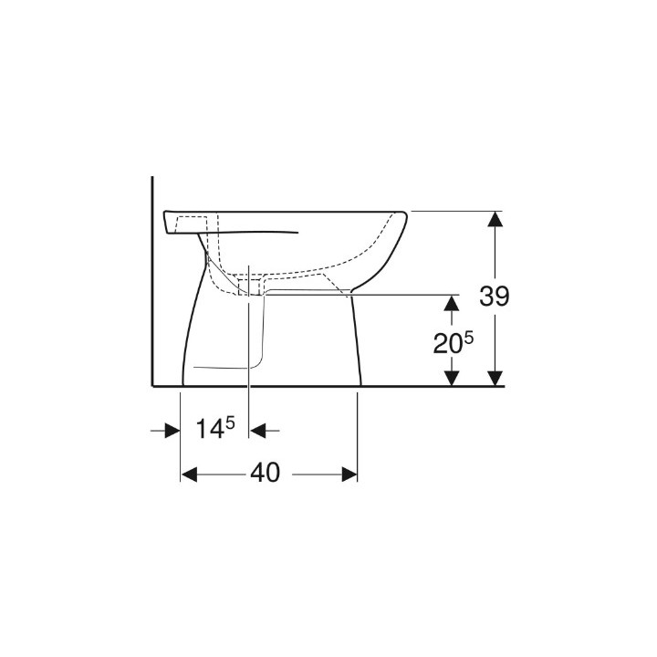 Geberit Selnova Bidet wolnostojący, B35.8cm, H39cm, T54cm, z przelewem, z otworem na baterię