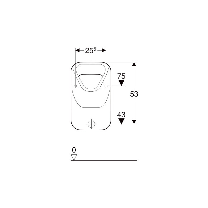 Geberit Alivio Pisuar, B34cm, H57cm, T34cm, dopływ u góry, odpływ do tyłu lub w dół