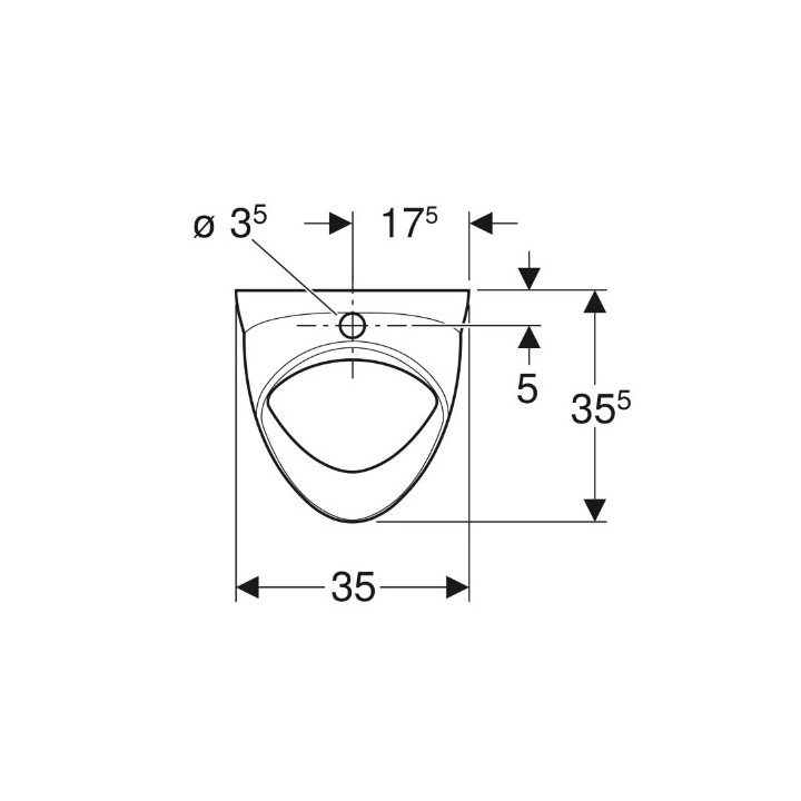 Geberit Felix Pisuar, B35cm, H56cm, T35.5cm, dopływ u góry, odpływ do tyłu lub w dół