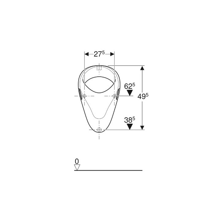 Geberit Felix Pisuar, B35cm, H56cm, T35.5cm, dopływ u góry, odpływ do tyłu lub w dół