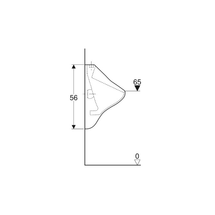 Geberit Felix Pisuar, B35cm, H56cm, T35.5cm, dopływ u góry, odpływ do tyłu lub w dół